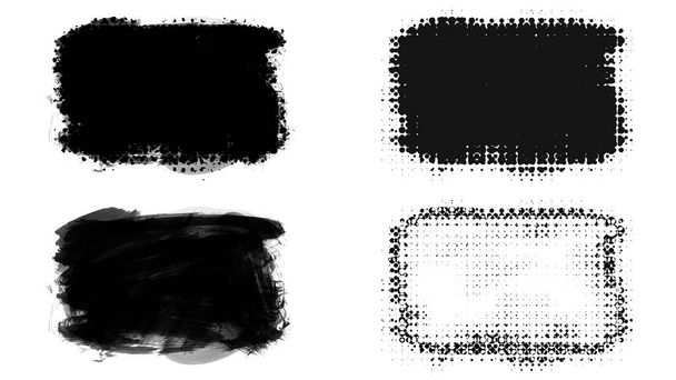 Czarny pociągnięcie pędzla i tekstury. Grunge abstrakcyjne ręcznie malowane elementy. Podkreślenie i projektowanie granic. - Zdjęcie, obraz