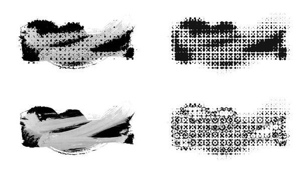 pennellate di inchiostro grunge nero su sfondo bianco - Foto, immagini