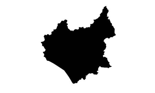 Schwarze Silhouette einer Landkarte der Stadt Leicester in England auf weißem Hintergrund - Vektor, Bild