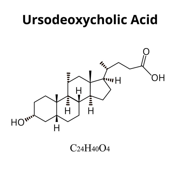 ウルソデオキシコール酸。胆汁酸の化学分子式。孤立した背景のベクトル図 - ベクター画像