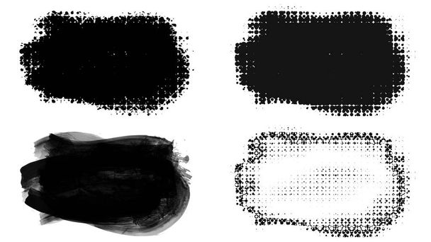 Fekete ecsetvonás és textúra. Grunge absztrakt kézzel festett elemek.  - Fotó, kép