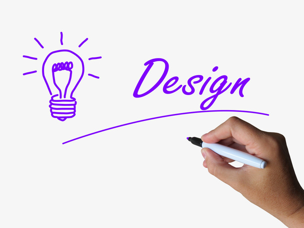 Σχεδιασμός και lightbulb μέση δημιουργική ιδέα και το σχεδιασμό - Φωτογραφία, εικόνα