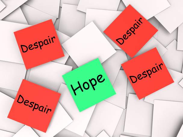 ελπίδα απελπισία post-it σημειώσεις δείχνουν την λαχτάρα και την απόγνωση - Φωτογραφία, εικόνα
