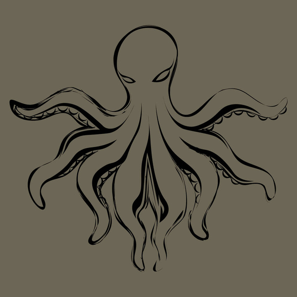 illustration de pieuvre abstraite en style grunge sur fond sombre - Vecteur, image