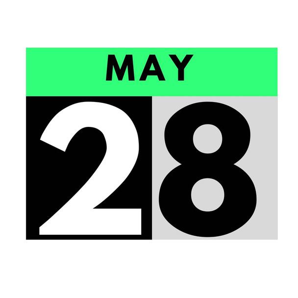 28 mai. icône de calendrier journalier plat .date, jour, mois .calendar pour le mois de mai - Photo, image