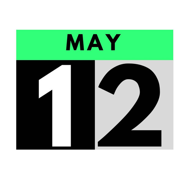 12 maja. płaski kalendarz dzienny ikona .data, dzień, miesiąc .kalendarz na miesiąc maj - Zdjęcie, obraz