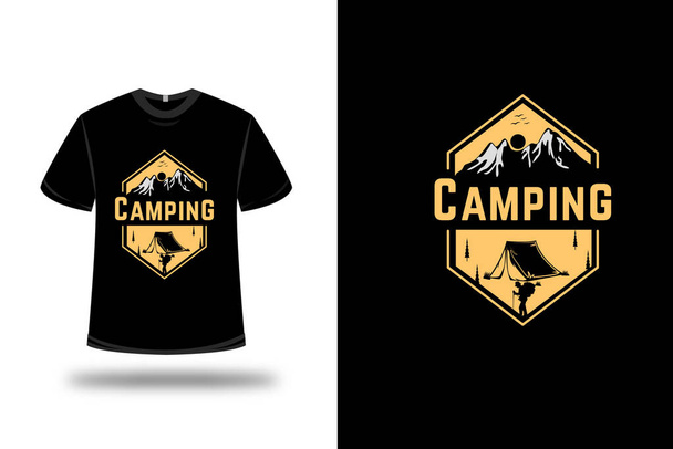 t-shirt camping couleur jaune clair - Vecteur, image