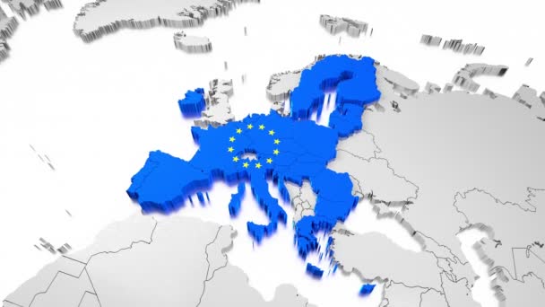 欧州連合の地図と旗- 4Kアニメーション(3840x2160) 、 3Dレンダリング. - 映像、動画