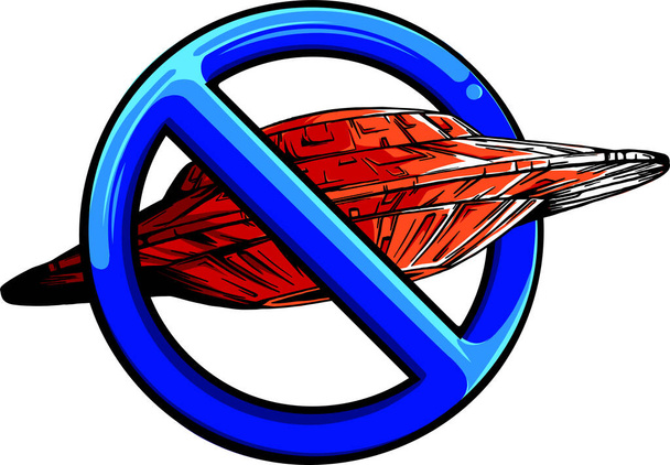 vaisseau spatial avec symbole d'illustration vectorielle d'interdiction - Vecteur, image