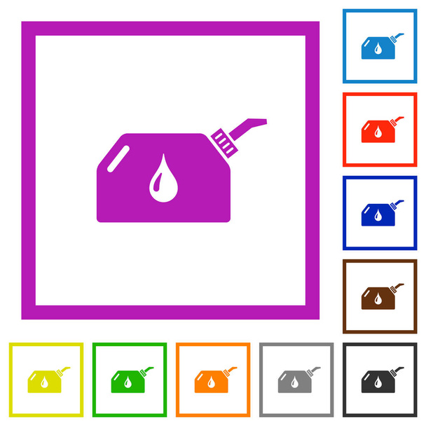 Huiler icônes de couleur plate dans des cadres carrés sur fond blanc - Vecteur, image