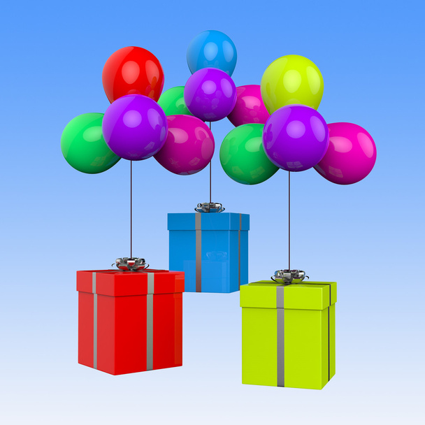 bemutatja a buborékokban a születésnapi party, vagy színes ajándékok - Fotó, kép