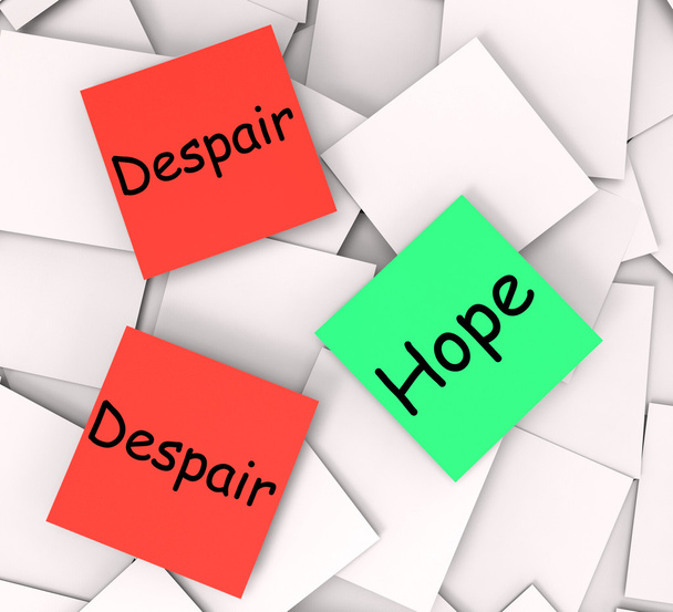 Hope Despair Post-It Notes Show Hoping Or Depression - Photo, Image