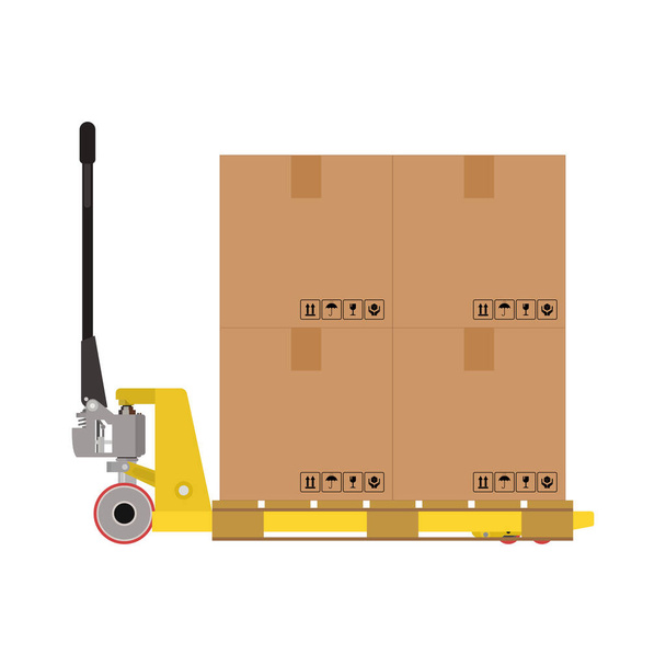 Hand lift, pallet and cardboard vector graphics - Vector, Image