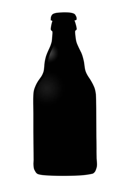 白地にキャップ付きの黒ビールボトル3Dイラスト - 写真・画像