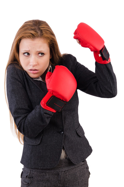Businesswoman with boxing gloves - Photo, Image
