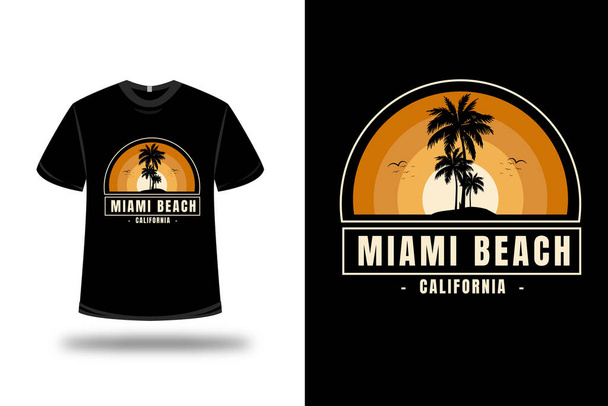 t-shirt παραλία Μαϊάμι Καλιφόρνια χρώμα πορτοκαλί κλίση - Διάνυσμα, εικόνα