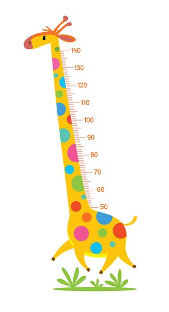 Girafa metro parede ou gráfico de altura ou adesivo de parede - Vetor, Imagem