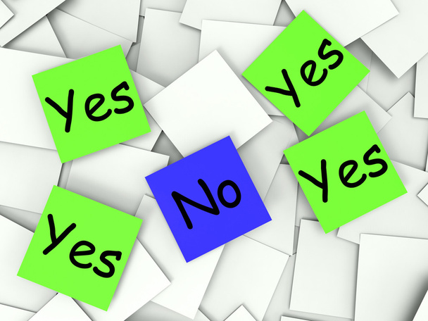 Yes No Post-It Notes Show Affirmative Or Negative - Valokuva, kuva