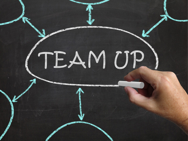 Team Up Blackboard signifie partenariat et forces interarmées
 - Photo, image