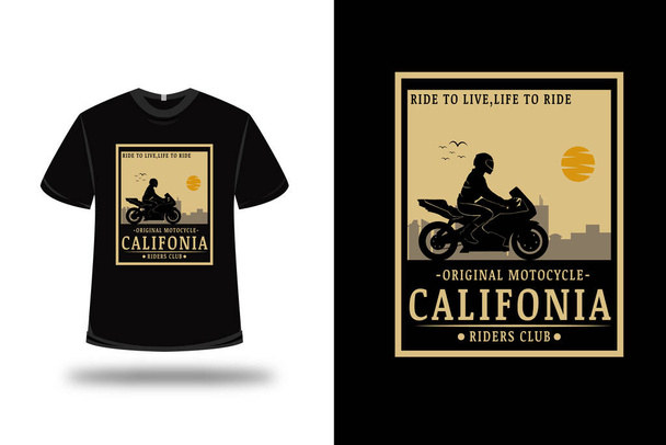 t-shirt originální motocykl Kalifornie jezdci klub barva krém - Vektor, obrázek