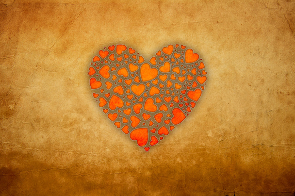 Grunge les cœurs sur un morceau de papier sale. Concept Saint-Valentin
 - Photo, image