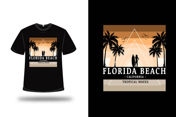t-shirt Φλόριντα παραλία Καλιφόρνια τροπικά κύματα χρώμα πορτοκαλί και μπλε - Διάνυσμα, εικόνα