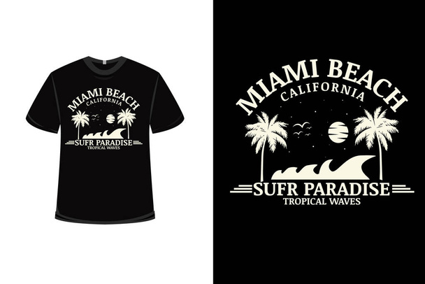 футболка міамі пляж Каліфорнія серфінг райський кольоровий крем
 - Вектор, зображення