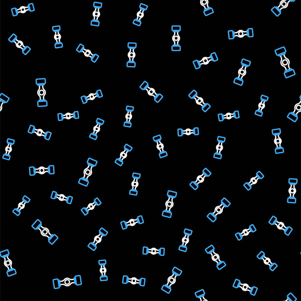 Line Chassis car icon isolated seamless pattern on black background.  Vector - Vector, Image