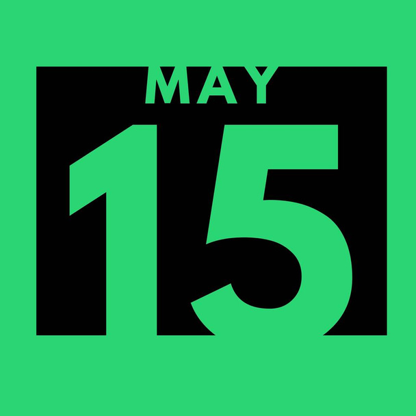 15 mei. platte moderne dagelijkse kalender pictogram .datum, dag, maand .kalender voor de maand mei - Foto, afbeelding