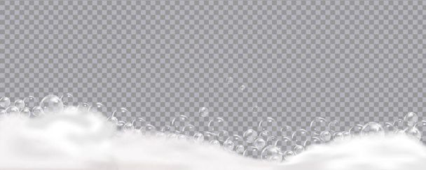 Badeschaum isoliert auf transparentem Hintergrund. Funkelndes Shampoo. - Vektor, Bild
