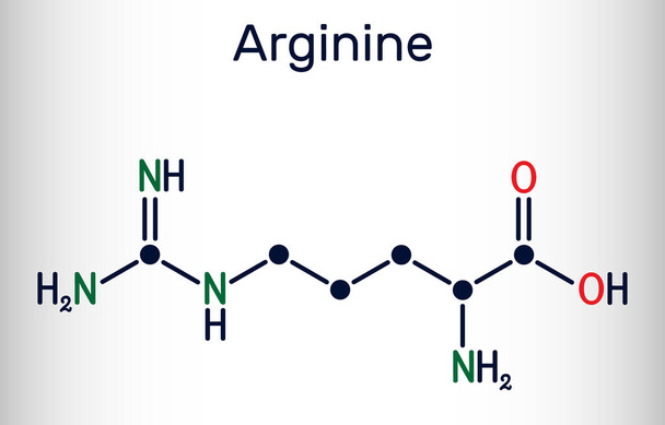 Arginine, L-arginine, Arg, R essential amino acid molecule, it is used in the biosynthesis of proteins. Skeletal chemical formula. Vector illustration - Vektor, obrázek