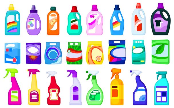 Detergent vector illustration on white background. Isolated cartoon set icon soap powder. Vector cartoon set icon detergent. - Vector, Image