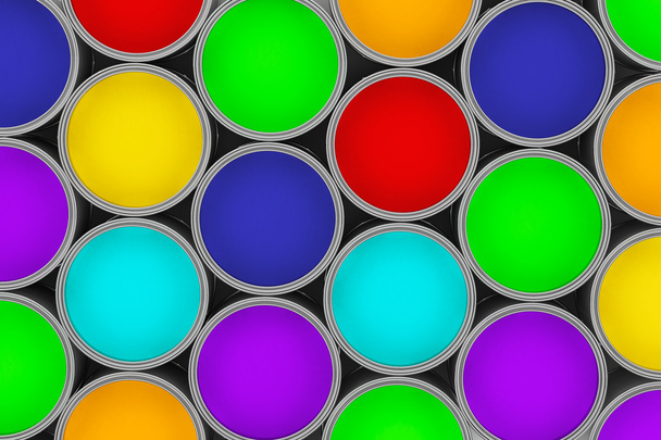 Extreme closeup colorful paint cans - Photo, Image