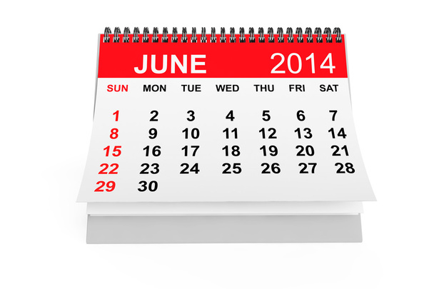 Kalender juni 2014 - Foto, afbeelding