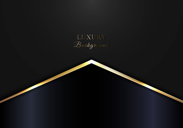 Elegante triángulo dorado brillante sobre fondo negro y azul concepto de lujo. Ilustración vectorial - Vector, imagen