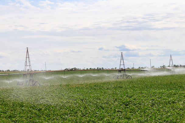 Gran sistema de riego agrícola en un campo - Foto, imagen