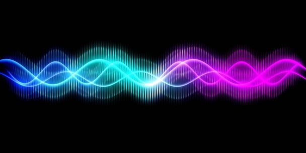 Звуковая волновая линия разноцветная музыка на фоне. Неоновый свет с ярким графическим дизайном. - Фото, изображение