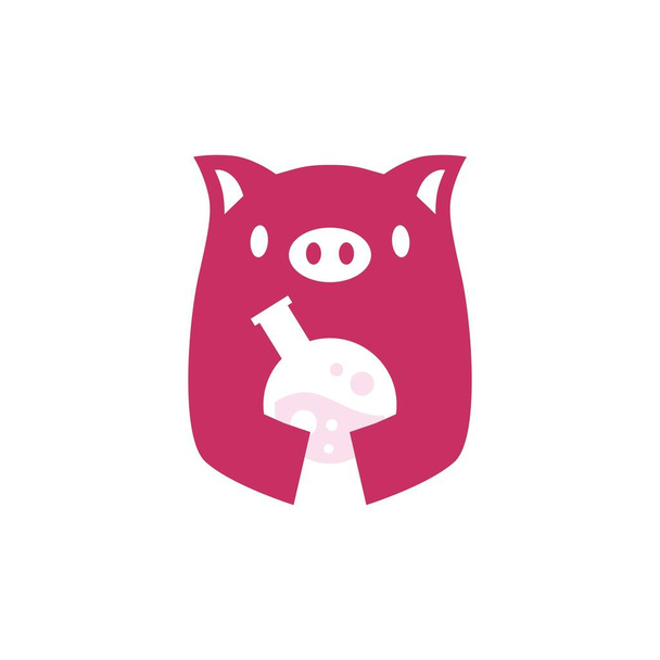 laboratoire cochon espace négatif logo icône vectorielle illustration - Vecteur, image