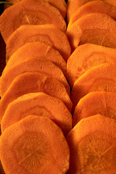 textura de fondo de rodajas de zanahoria vegetal - Foto, imagen