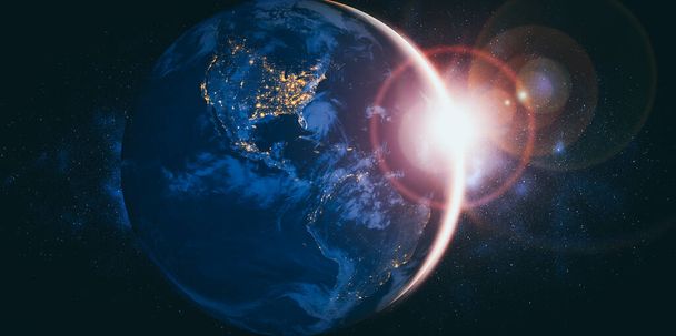 Вид земного шара планеты Земля из космоса, показывающий реалистичную поверхность Земли и карту мира - Фото, изображение