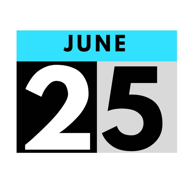 25 Ιουνίου. επίπεδο ημερήσιο εικονίδιο ημερολογίου .date, ημέρα, μήνας .calendar για το μήνα Ιούνιο - Φωτογραφία, εικόνα