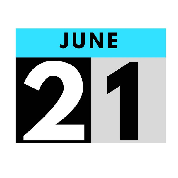 21 czerwca. płaski kalendarz dzienny ikona .data, dzień, miesiąc .kalendarz na miesiąc czerwiec - Zdjęcie, obraz