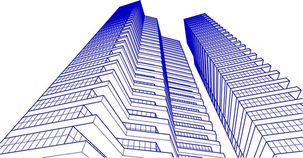 Modernes Architekturhaus mit Balkonen 3D-Rendering - Vektor, Bild