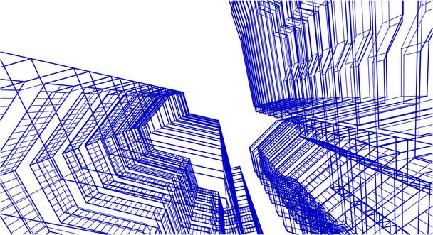 casa de arquitectura moderna con balcones 3d rendering - Vector, Imagen