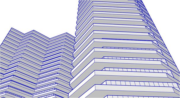 modern építészeti ház erkéllyel 3d renderelés - Vektor, kép