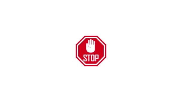 Animación de señal de stop. Aislado sobre fondo blanco. - Imágenes, Vídeo