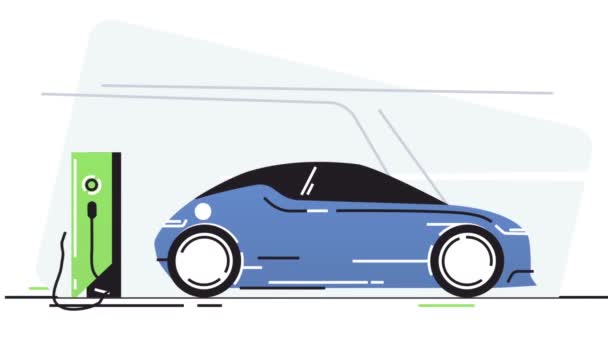 Animatie van de oplaadstandaard voor elektrische auto 's. Geïsoleerd op witte achtergrond. - Video