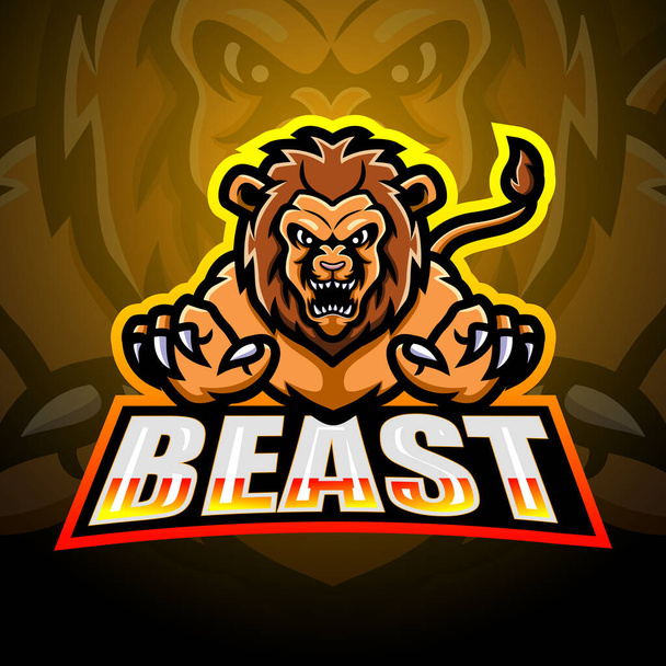  Εικονογράφηση διάνυσμα του Lion μασκότ esport σχεδιασμό λογότυπο - Διάνυσμα, εικόνα