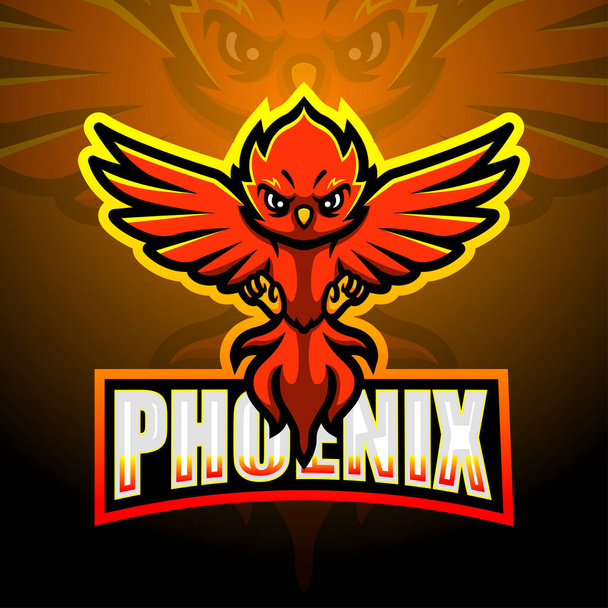Ilustração vetorial do design do logotipo esport mascote Phoenix  - Vetor, Imagem