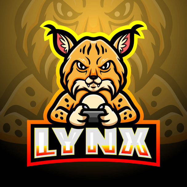 Vektorillustration des Lynx Gamer Maskottchens esport logo design - Vektor, Bild